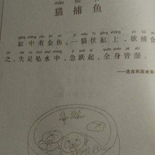 【《小学生小古文100课》第10课猫总结】在师德中小学捕鱼 【《小学生小古文100课》第10课猫总结】在师德中小学捕鱼
