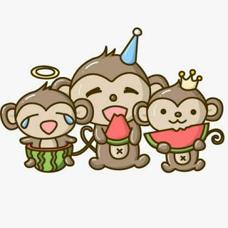 猴子吃西瓜ppt 卡通