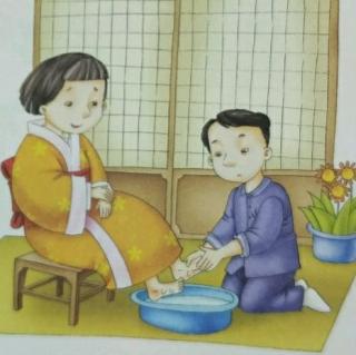 给母亲洗脚的简笔画