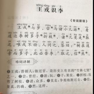 王戎识李博源学堂文言文背诵第十二天