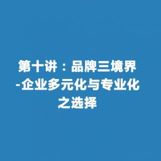 第十讲：品牌三境界-企业多元化与专业化之选择