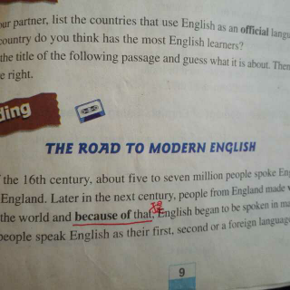 高一英语必修一 Unit 2 The Road To Modern English