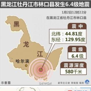 01.03 黑龙江牡丹江市林口县发生6.4级地震