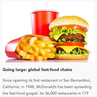 Going large: global fast-food chains 快餐三国
