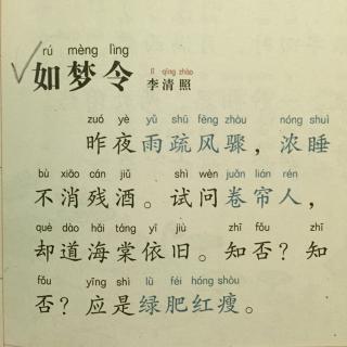 【宋詞】105,《如夢令·昨夜雨疏風驟》李清照