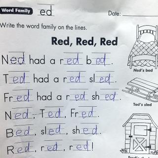 phonics:word family~ed~Red Red Red