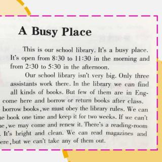 阅读习惯养成训练之 第十篇 A busy place