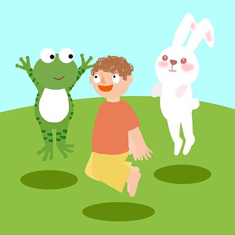 00:00 00:00  7 小青蛙爱跳高,蹲一蹲啊跳一跳;小兔子爱跳高,向上用力