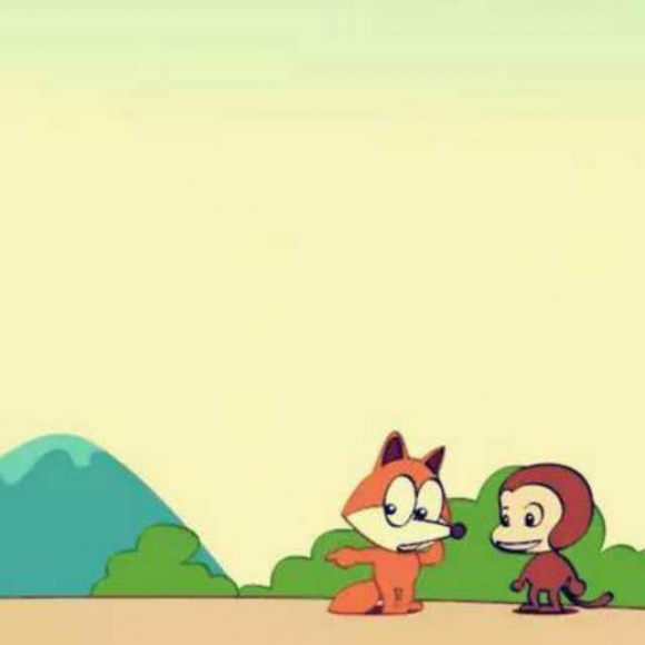 狐狸和猴子情景画图片