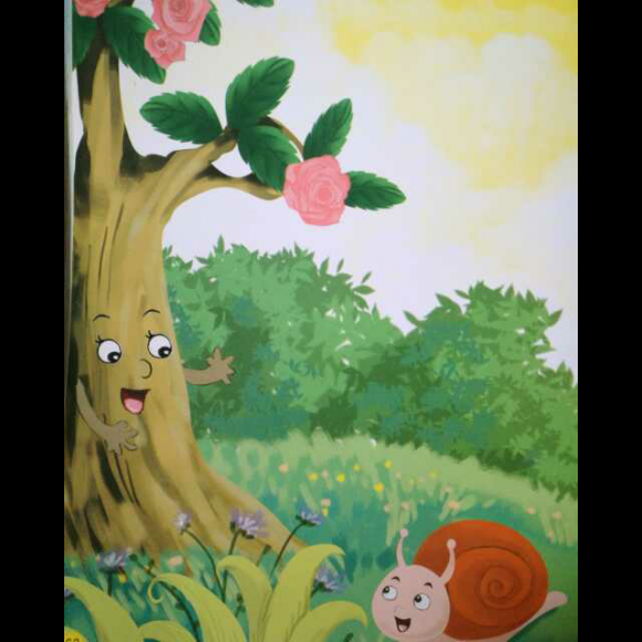 蜗牛和玫瑰树的简笔画图片