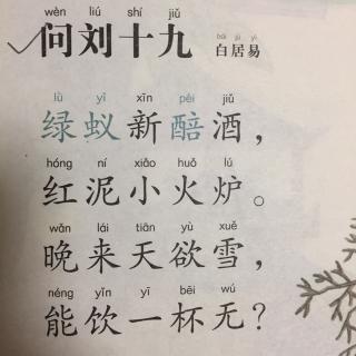 【唐诗】248、《问刘十九》白居易