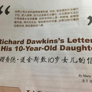 Richard Dawkins Letter to His 10-Year-Old Daughter 理查德道金斯致10岁女儿的信