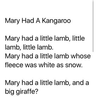 Mary had a kangaroo 玛丽有只袋鼠