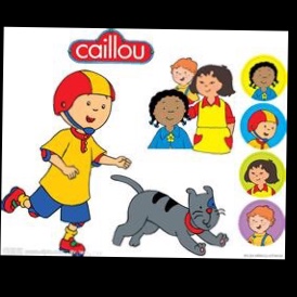 Caillou rakes the leaves