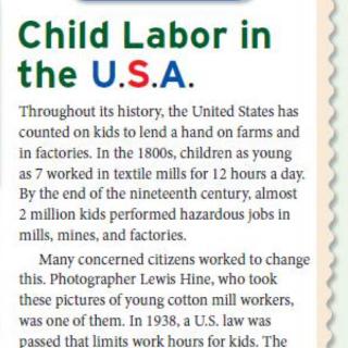 悦读S2Day25 Child labor in the USA