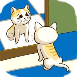 小花猫照镜子卡通图片图片