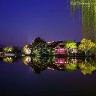 财宝:池塘的夜景