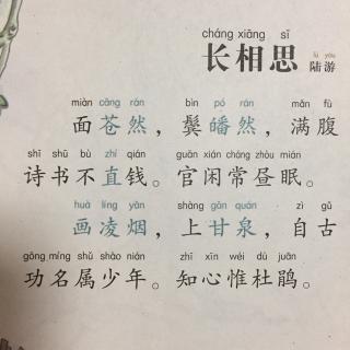 【宋词】393,《长相思·面苍然》陆游