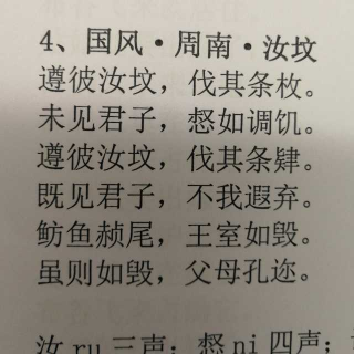 «诗经»共读4:«国风 周南 汝坟»