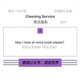 【旅行英语】清洁服务·D311：May I have an extra towel please?