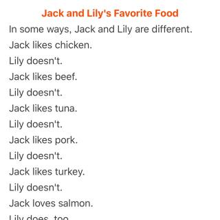 RAZ C： Jack and Lily's Favorite Food
