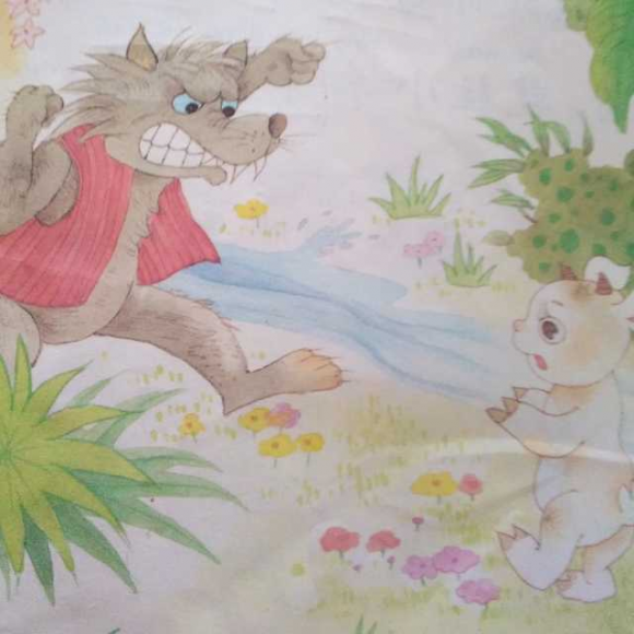 狼和小羊简笔画彩色图片