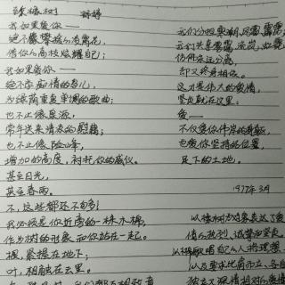 《致橡树》舒婷