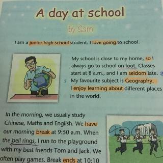 牛津英语七年级上册Unit 2  A day at school