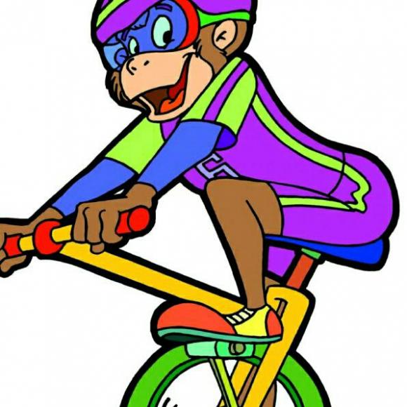 猴子骑自行车简笔画图片