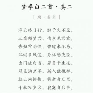 〈唐诗〉梦李白二首 其二 杜甫