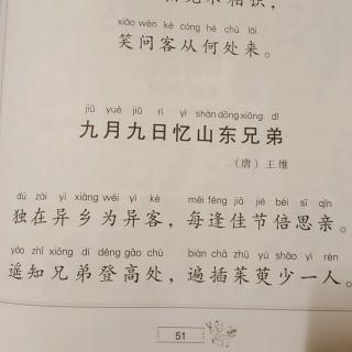 诗歌《九月九日忆山东兄弟》（唐）王维