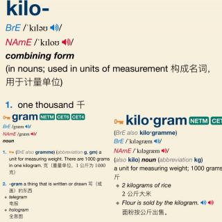 单词发音—gram, kilogram