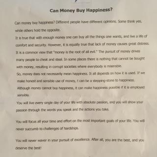 Can money buy happiness演讲稿录音