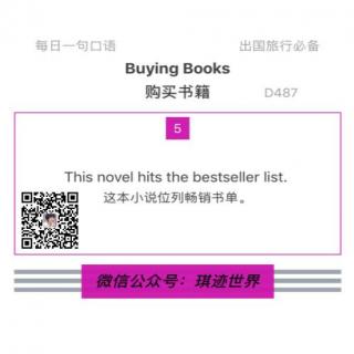 【旅行英语】购买书籍 ·D487：This novel hits the bestseller list.