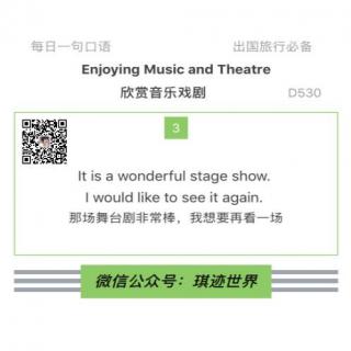【旅行英语】欣赏音乐戏剧 ·D530: It is a wonderful stage show.