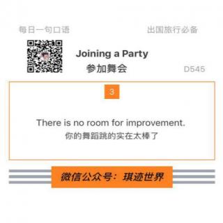 【旅行英语】参加舞会 ·D545: There is no room for improvement.