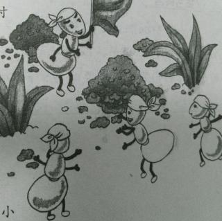 两只蚂蚁搬米简笔画图片