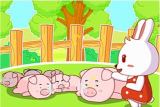 《小白兔🐰和小花猪🐷拔河》