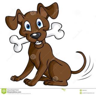 叼骨头的小花狗