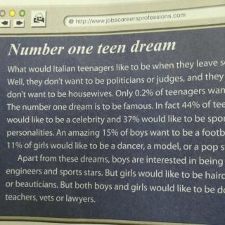 剑桥for real2 p12 Number one teen dream