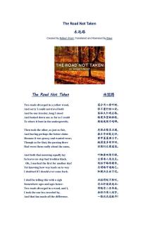 The Road Not Taken 未选路 - Robert Frost (180614)