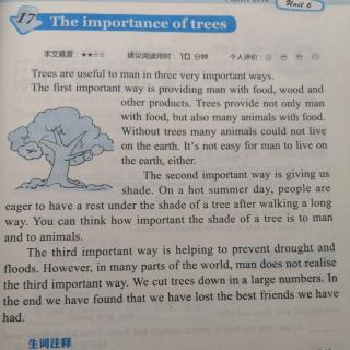 嘟嘟英语阅读五年级17：The importance of trees