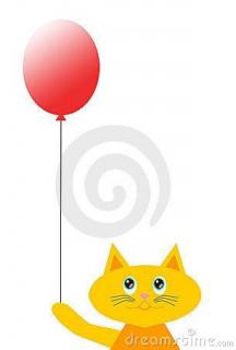 三只小猫和一只红气球