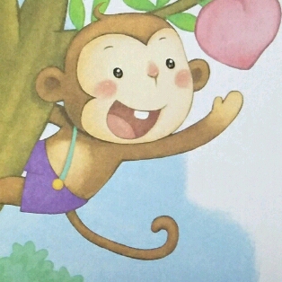 简笔小猴摘桃图片