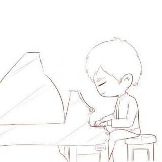 弹钢琴简笔画 男孩图片