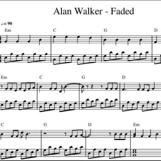 弹奏 Alan Walker Faded 钢琴谱钢琴曲♪90