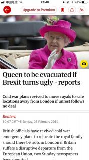 Queen to be evacuated if Bexit turns ugly