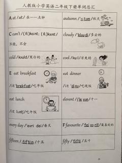 陕旅版小学英语三年级上册单词汇总-先英后汉