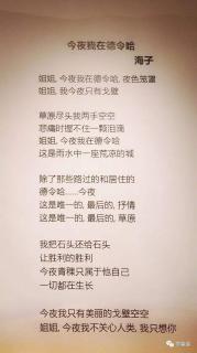 《姐姐，今夜我在德令哈》作者：海子