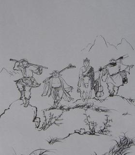 西游记素描画师徒图片